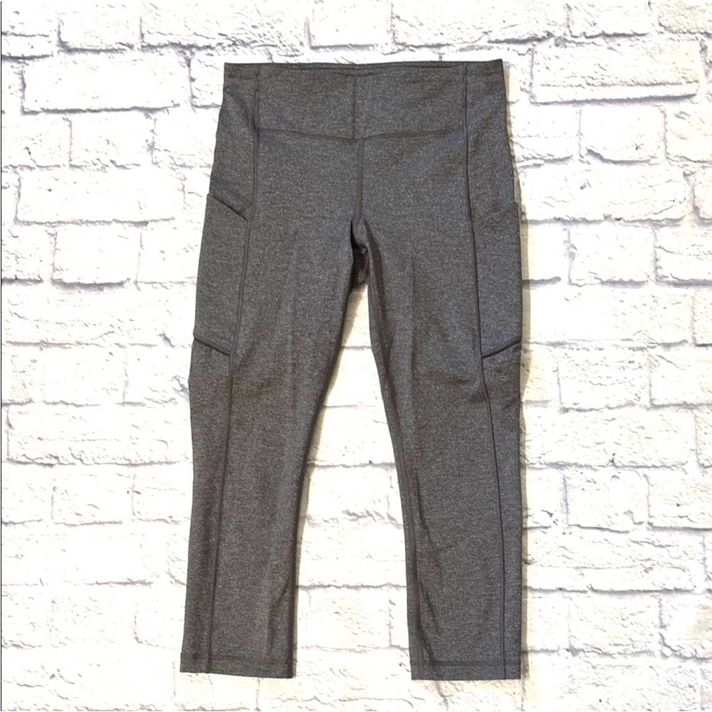 Lululemon Speed Tights Heathered Gray Cropped Leggings 21 Inch Inseam Size 6